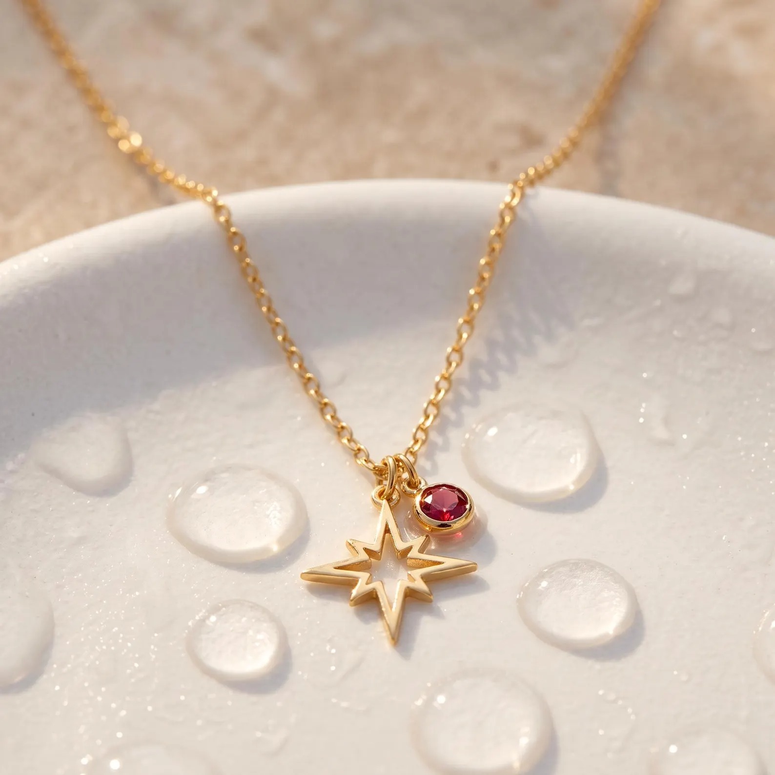 Personalized North Star Birthstone Necklace 925 Sterling Silver Celestial Pendant Necklace Gift for Her