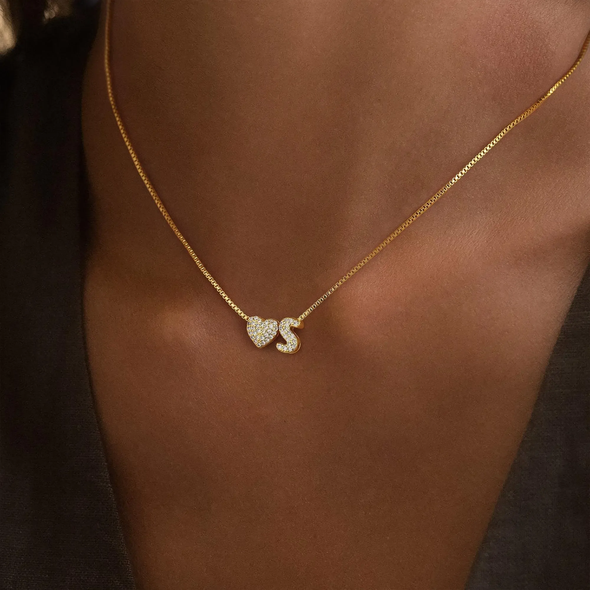 Dainty Heart Initial Necklace 925 Sterling Silver Personalized Pendant Necklace Gift for Her