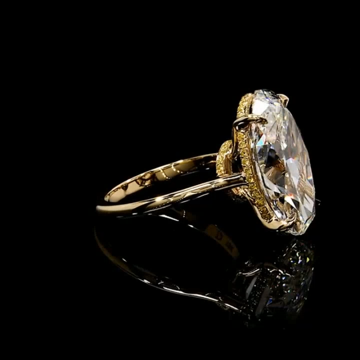 Oval Cut Diamond White Yellow Gold Engagement Ring in Sterling Silver