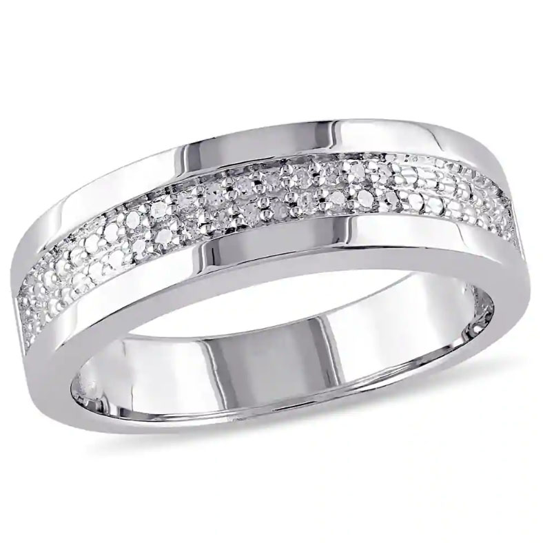 Round Cut Diamond White 925 Sterling Silver Men's Wedding Ring