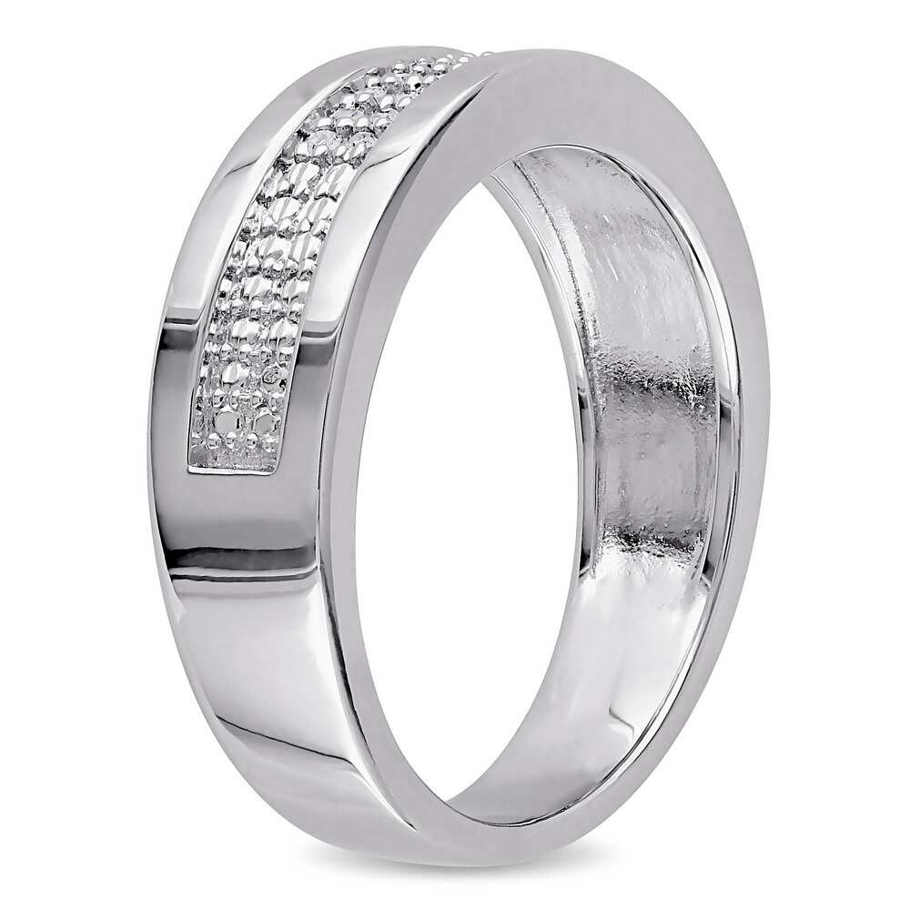 Round Cut Diamond White 925 Sterling Silver Men's Wedding Ring