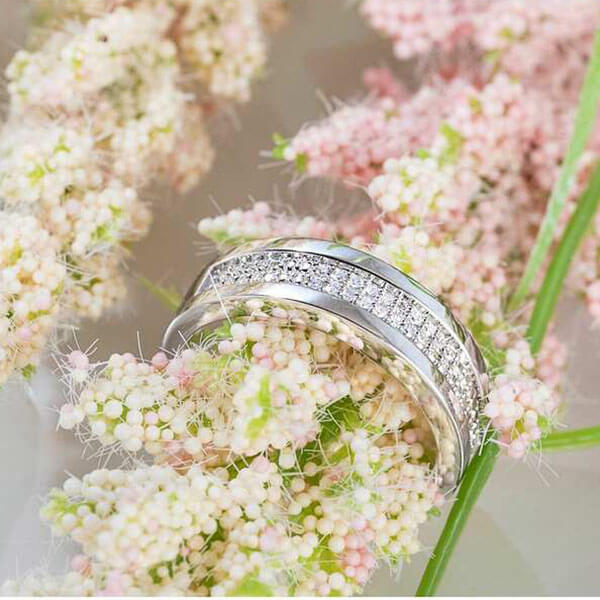 Round Cut Diamond White 925 Sterling Silver Men's Wedding Ring