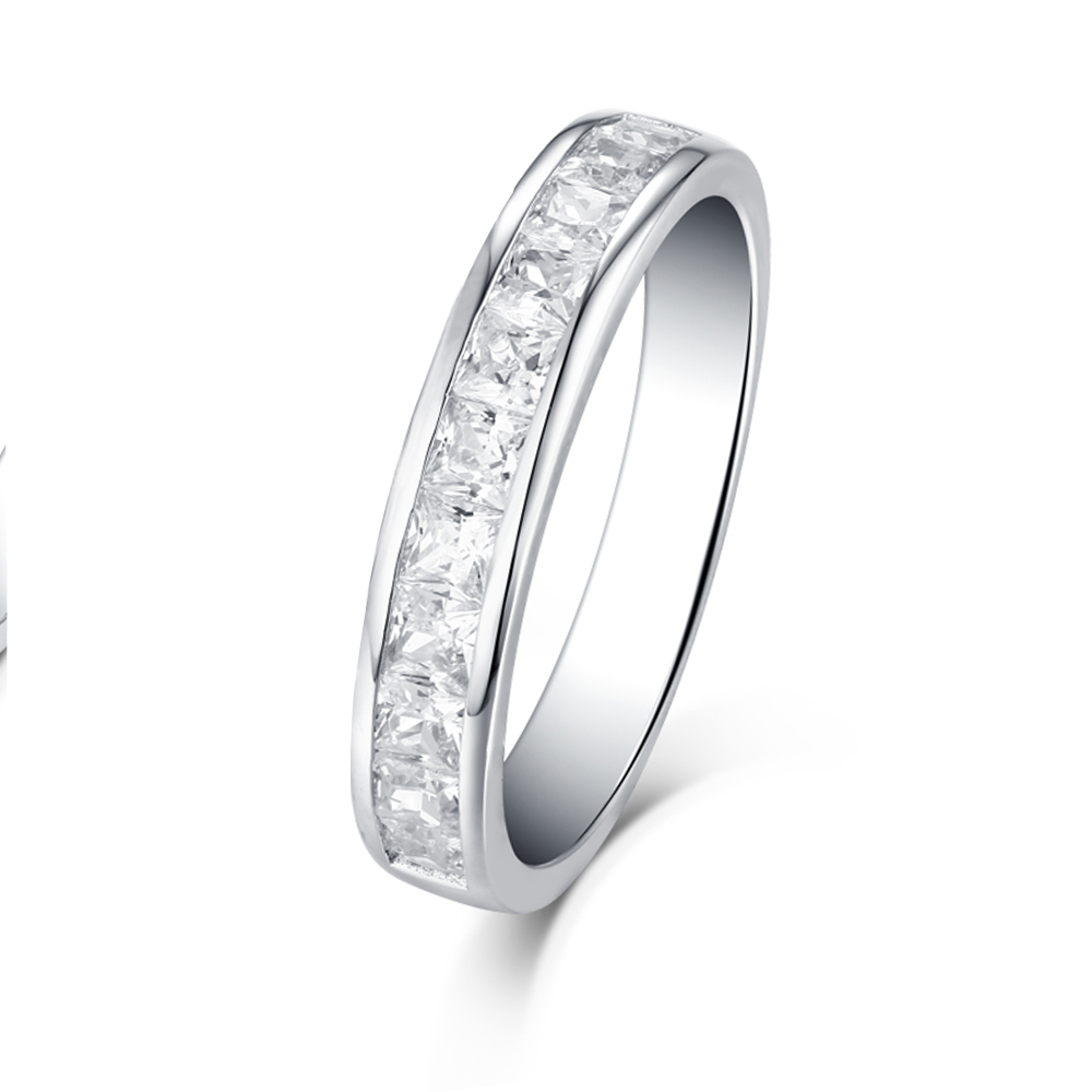 Princess Cut Diamond White 925 Sterling Silver Stackable Wedding Ring