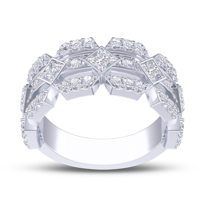 Princess Cut Diamond White 925 Sterling Silver Men's Wedding Ring