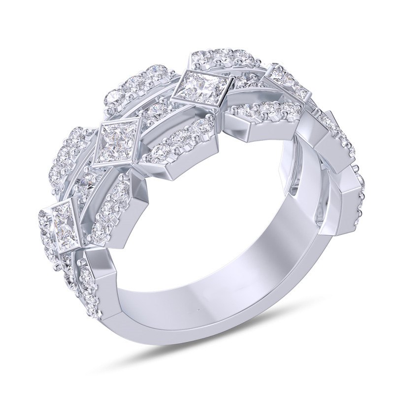 Princess Cut Diamond White 925 Sterling Silver Men's Wedding Ring