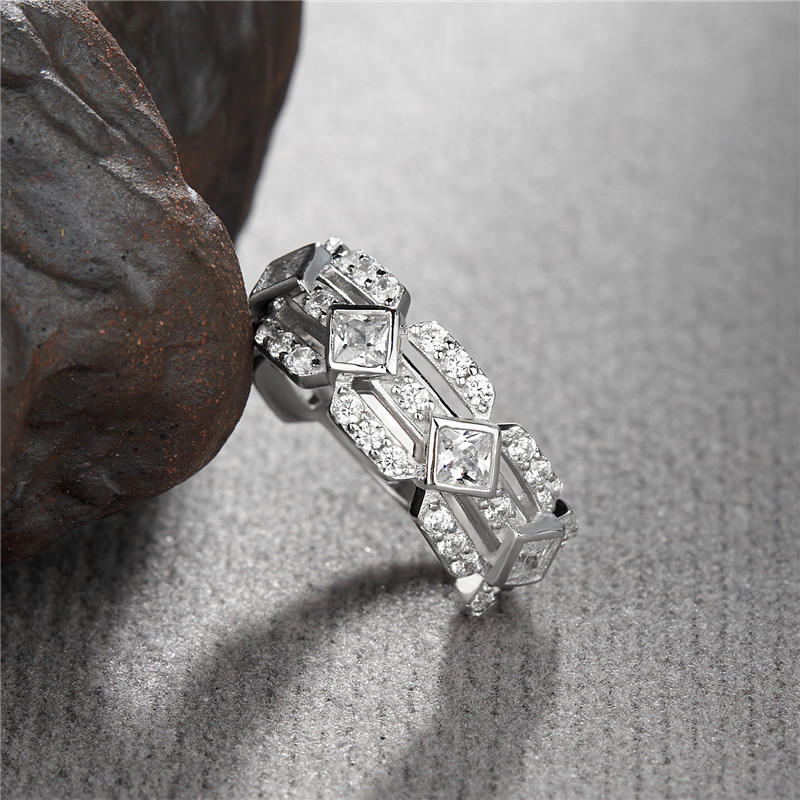 Princess Cut Diamond White 925 Sterling Silver Men's Wedding Ring