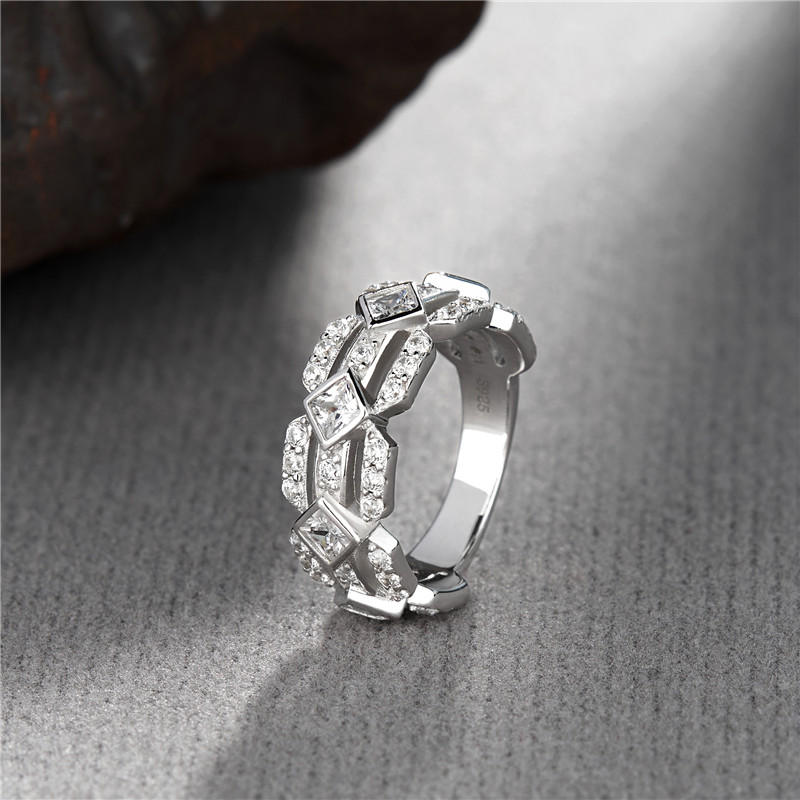 Princess Cut Diamond White 925 Sterling Silver Men's Wedding Ring