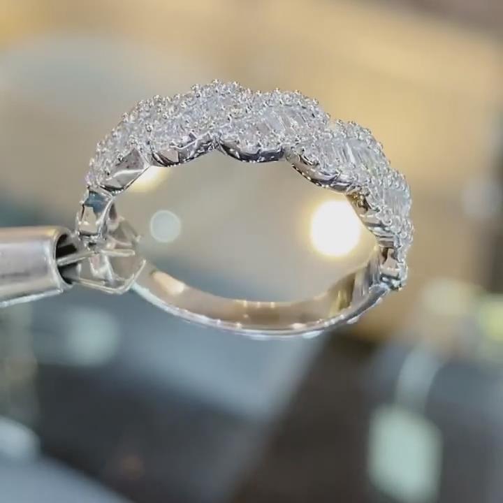 Baguette Cut Diamond White 925 Sterling Silver Twisted Women's Wedding Band