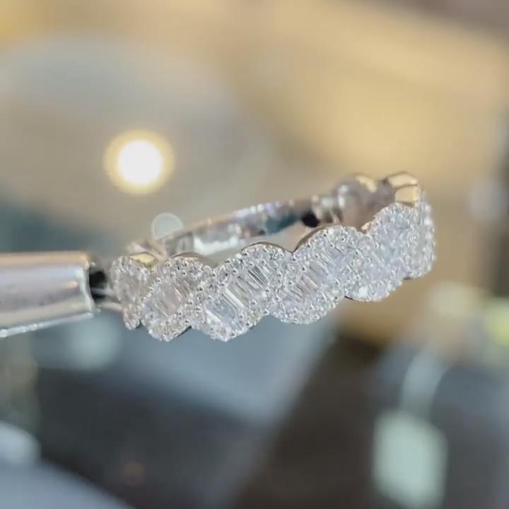 Baguette Cut Diamond White 925 Sterling Silver Twisted Women's Wedding Band