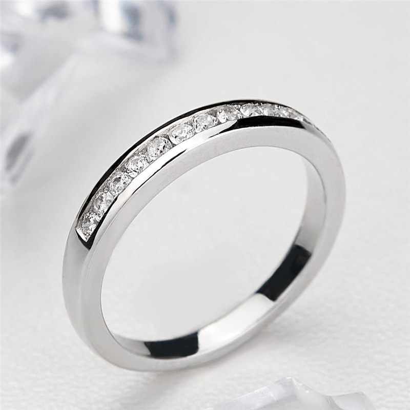 Classic Round Cut Diamond White 925 Sterling Silver Women's Wedding Band
