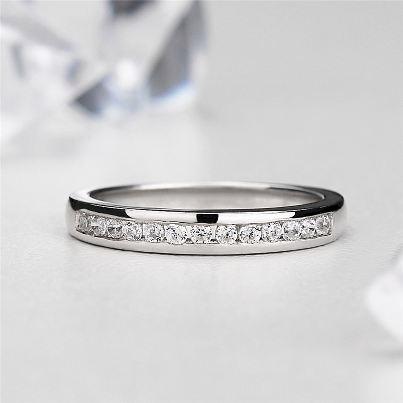 Classic Round Cut Diamond White 925 Sterling Silver Women's Wedding Band