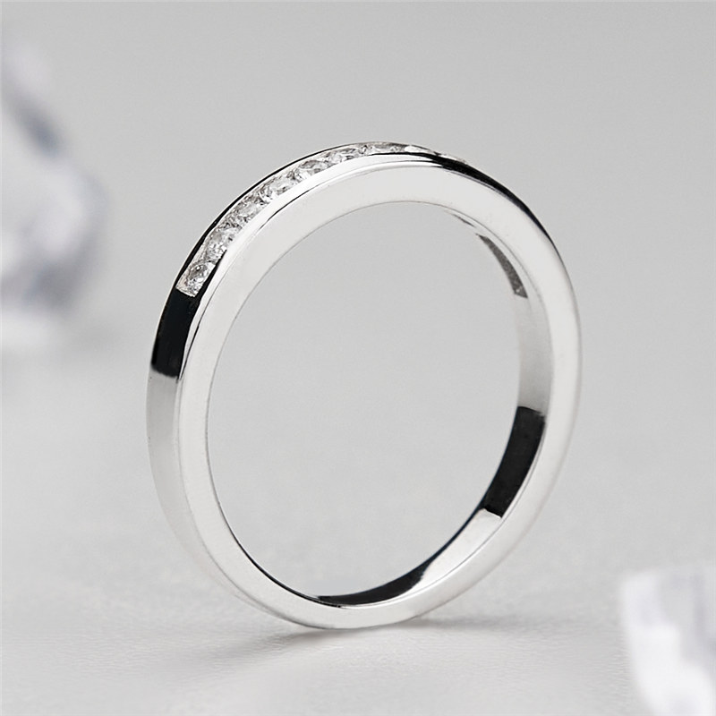 Classic Round Cut Diamond White 925 Sterling Silver Women's Wedding Band
