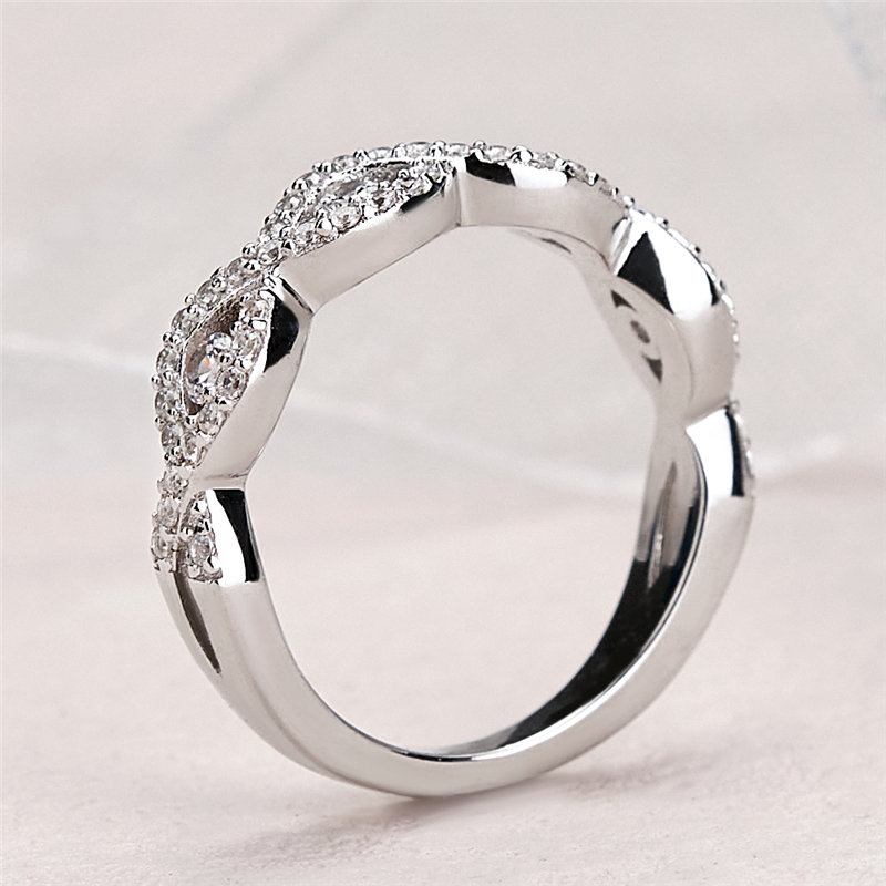 Round Cut Diamond White 925 Sterling Silver Twisted Women's Band