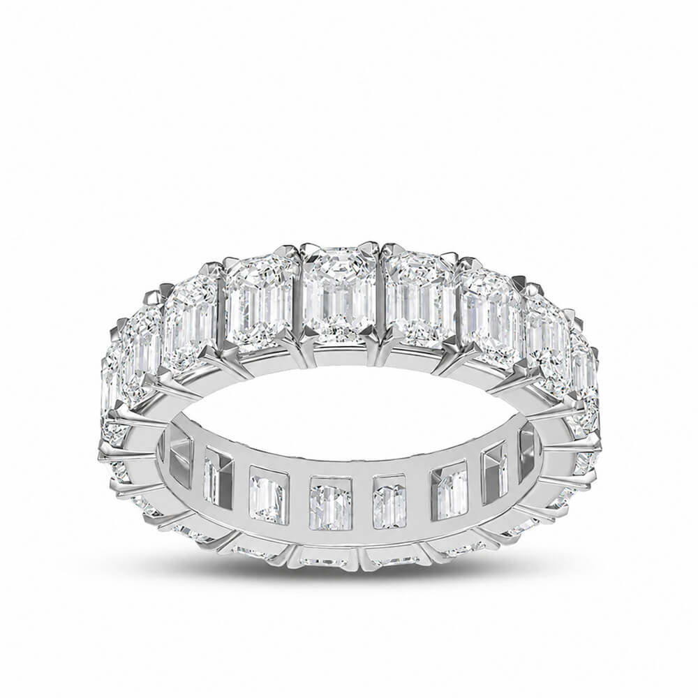 Emerald Cut Diamond White 925 Sterling Silver Women's Wedding Band