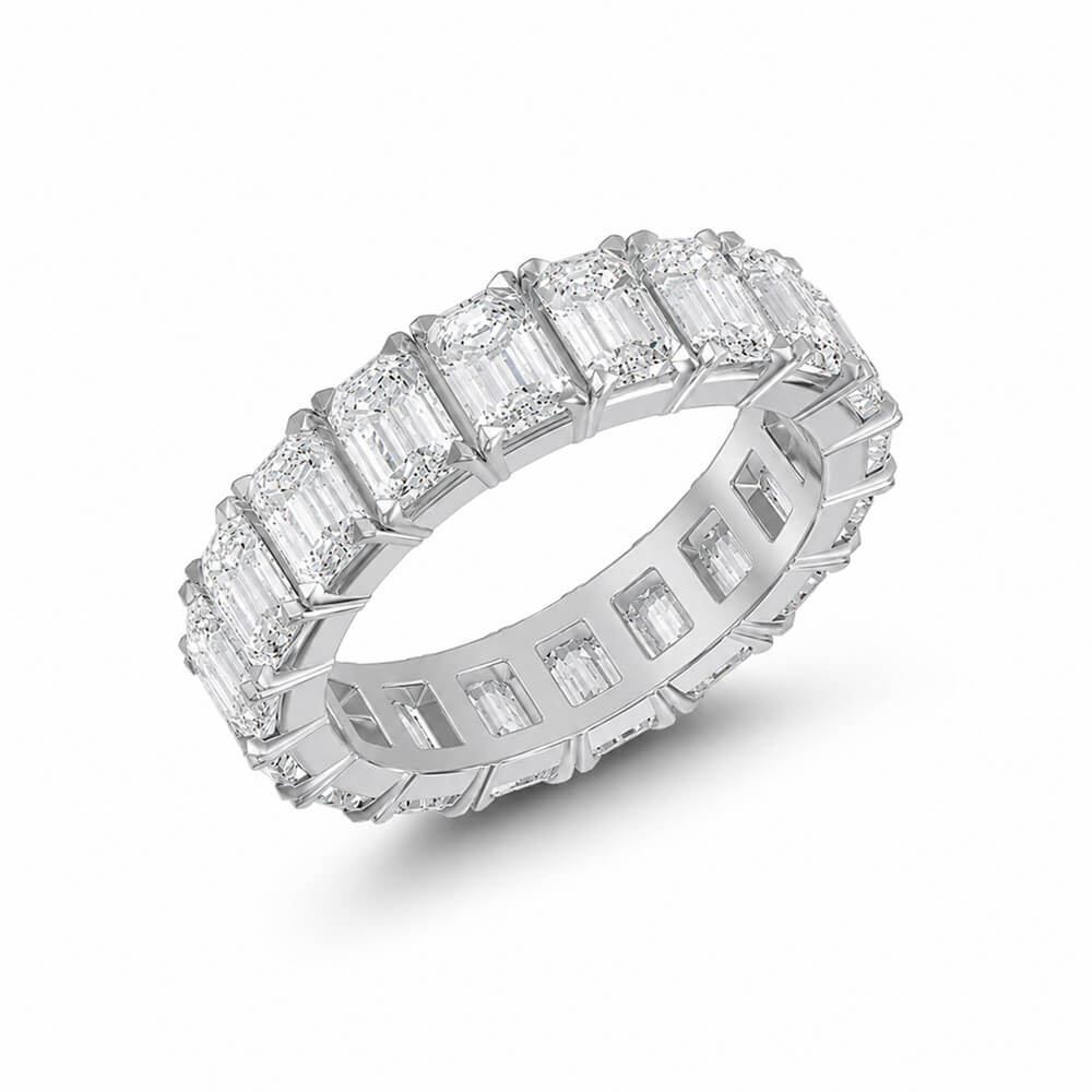 Emerald Cut Diamond White 925 Sterling Silver Women's Wedding Band