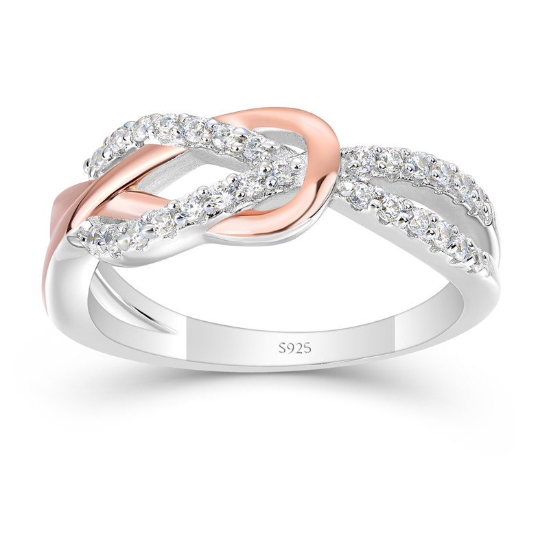 Rose Gold & Silver Two-Tone Infinity Knot Sterling Silver Ring