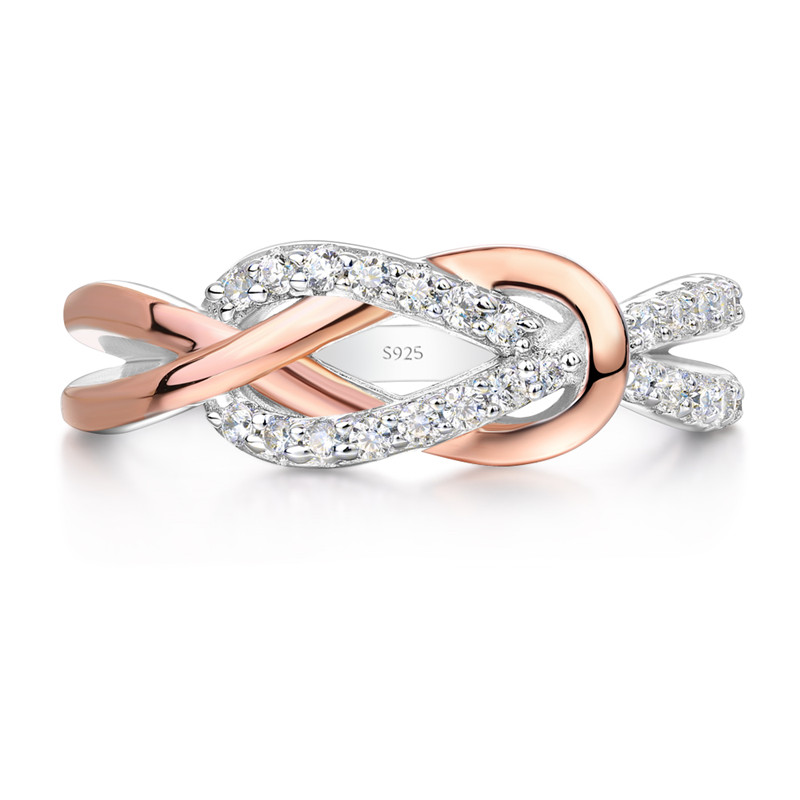 Rose Gold & Silver Two-Tone Infinity Knot Sterling Silver Ring
