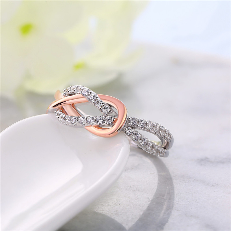 Rose Gold & Silver Two-Tone Infinity Knot Sterling Silver Ring