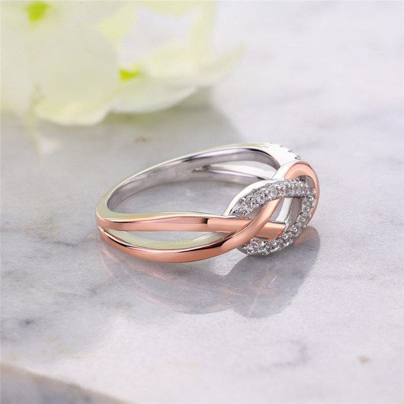 Rose Gold & Silver Two-Tone Infinity Knot Sterling Silver Ring