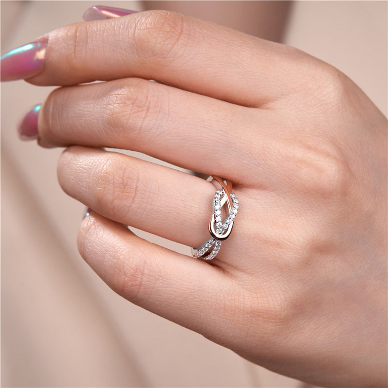 Rose Gold & Silver Two-Tone Infinity Knot Sterling Silver Ring