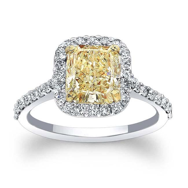 Radiant Cut Citrine Yellow 925 Sterling Silver Halo Engagement Ring
