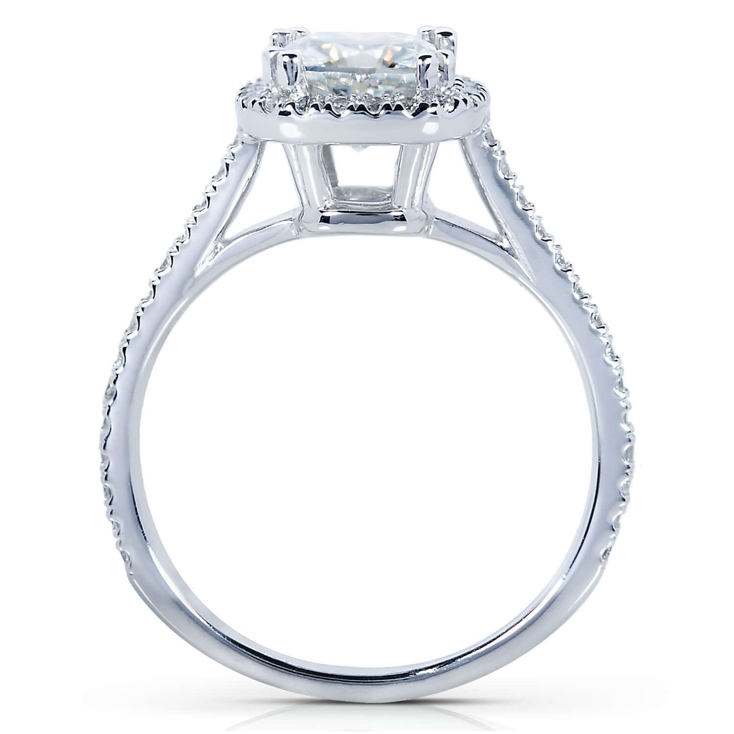 Cushion Cut Diamond White Sterling Silver Halo Engagement Ring