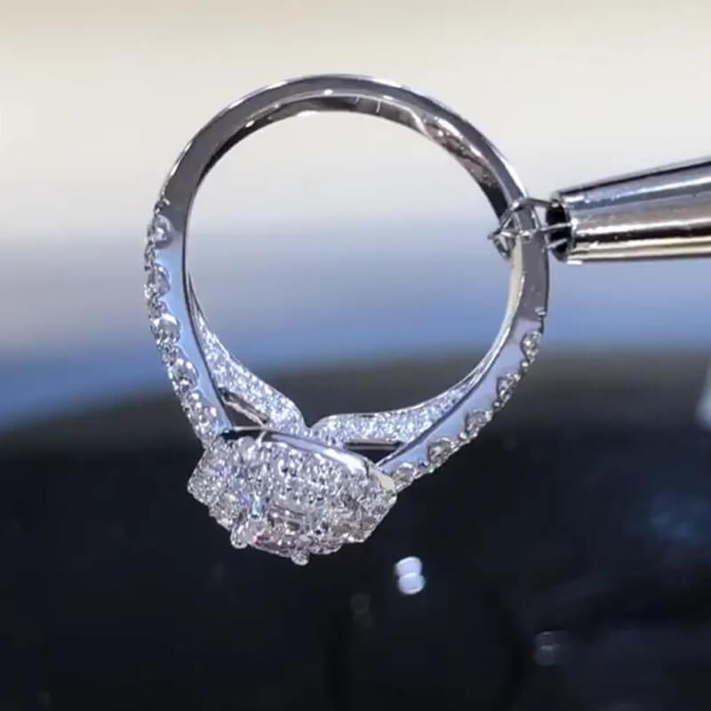 Emerald Cut Diamond White 925 Sterling Silver Double Halo Engagement Ring