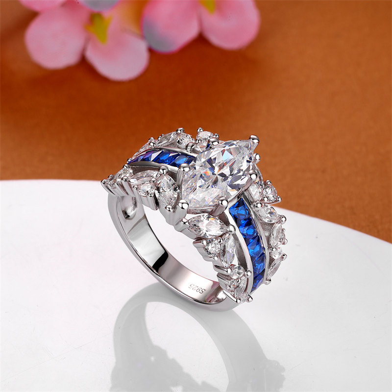 Marquise Cut Diamond White 925 Sterling Silver Engagement Ring