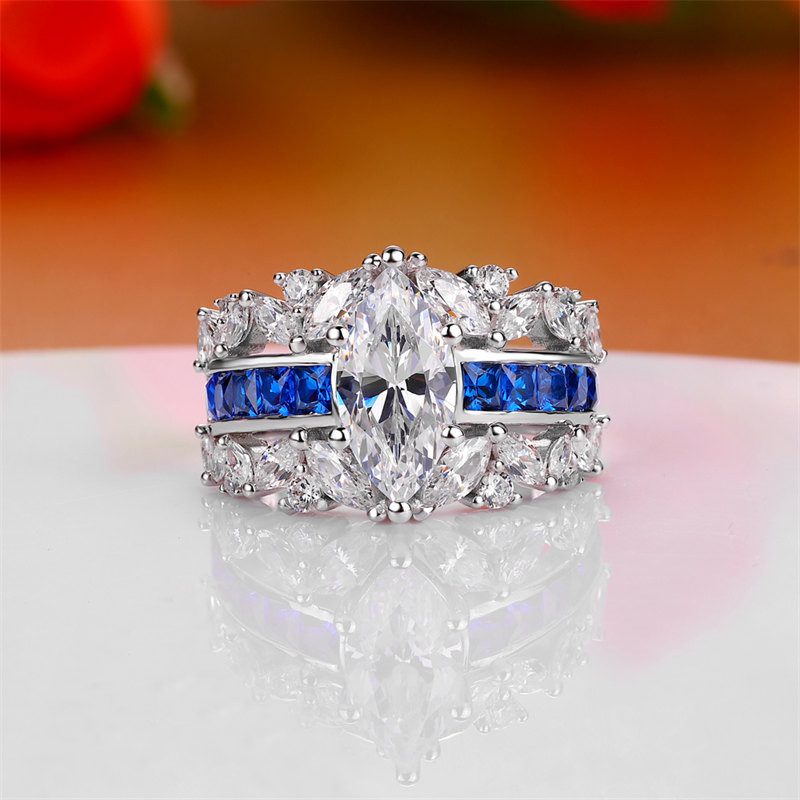 Marquise Cut Diamond White 925 Sterling Silver Engagement Ring