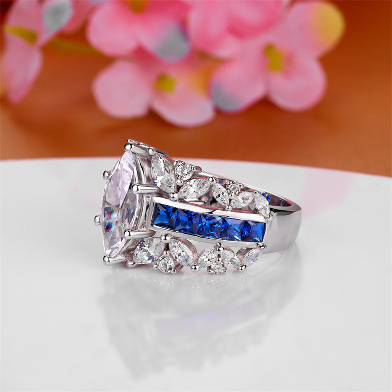 Marquise Cut Diamond White 925 Sterling Silver Engagement Ring