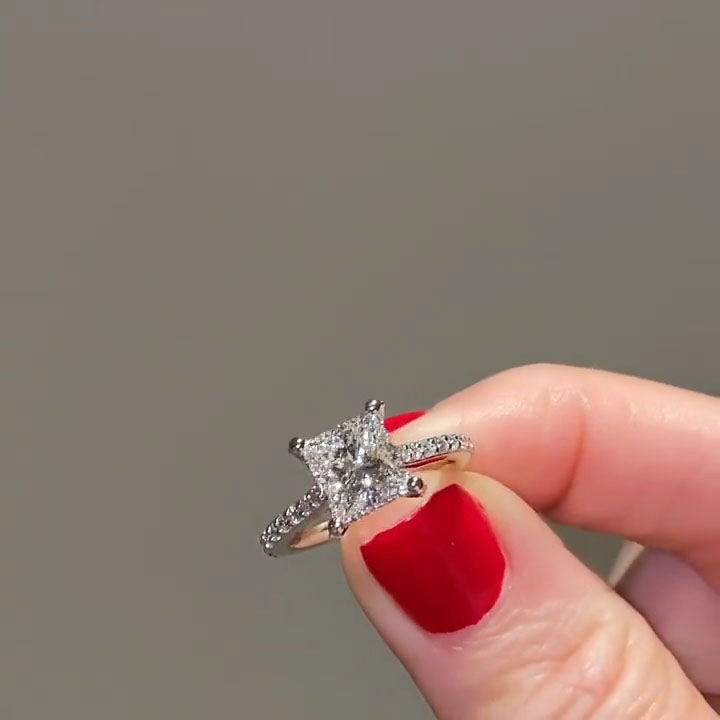 Princess Cut Diamond White Sterling Silver Engagement Ring