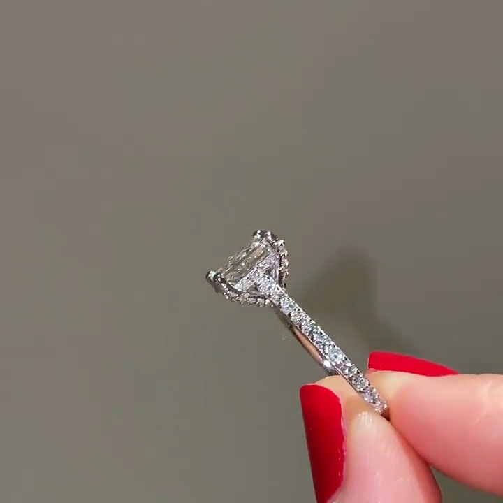 Princess Cut Diamond White Sterling Silver Engagement Ring