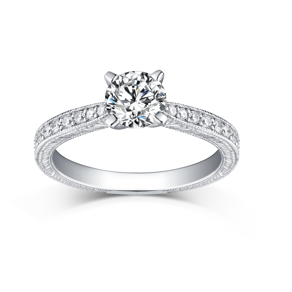 Unique Round Cut Diamond White 925 Sterling Silver Engagement Ring