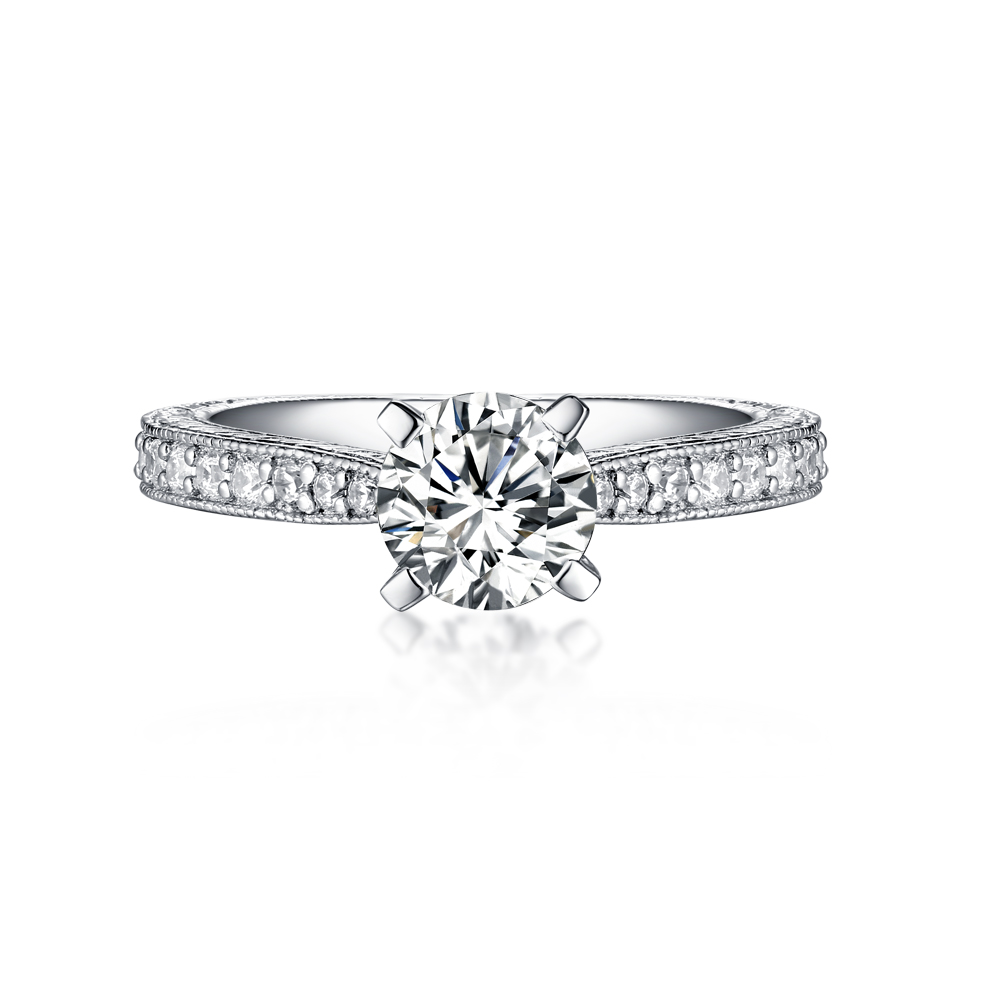 Unique Round Cut Diamond White 925 Sterling Silver Engagement Ring