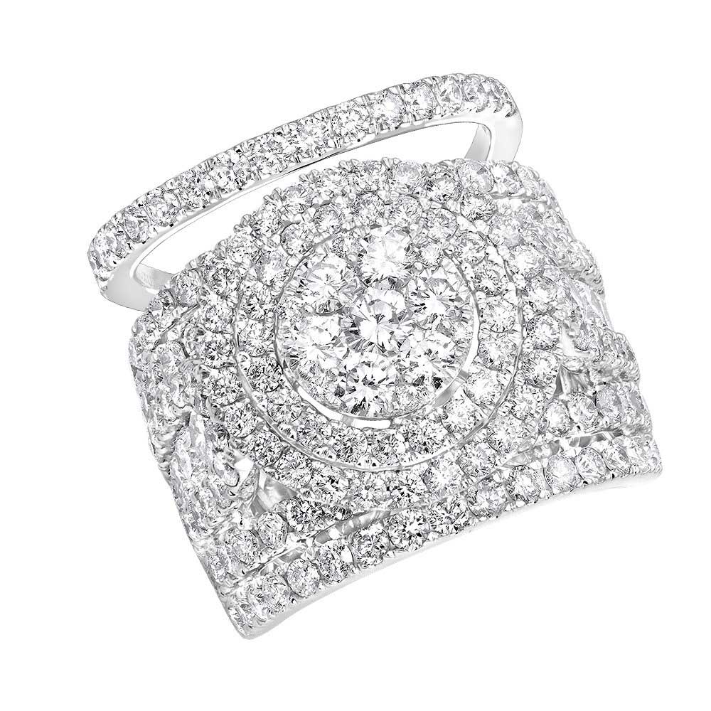 Round Cut Diamond White Sterling Silver Halo Art Deco Bridal Ring Set