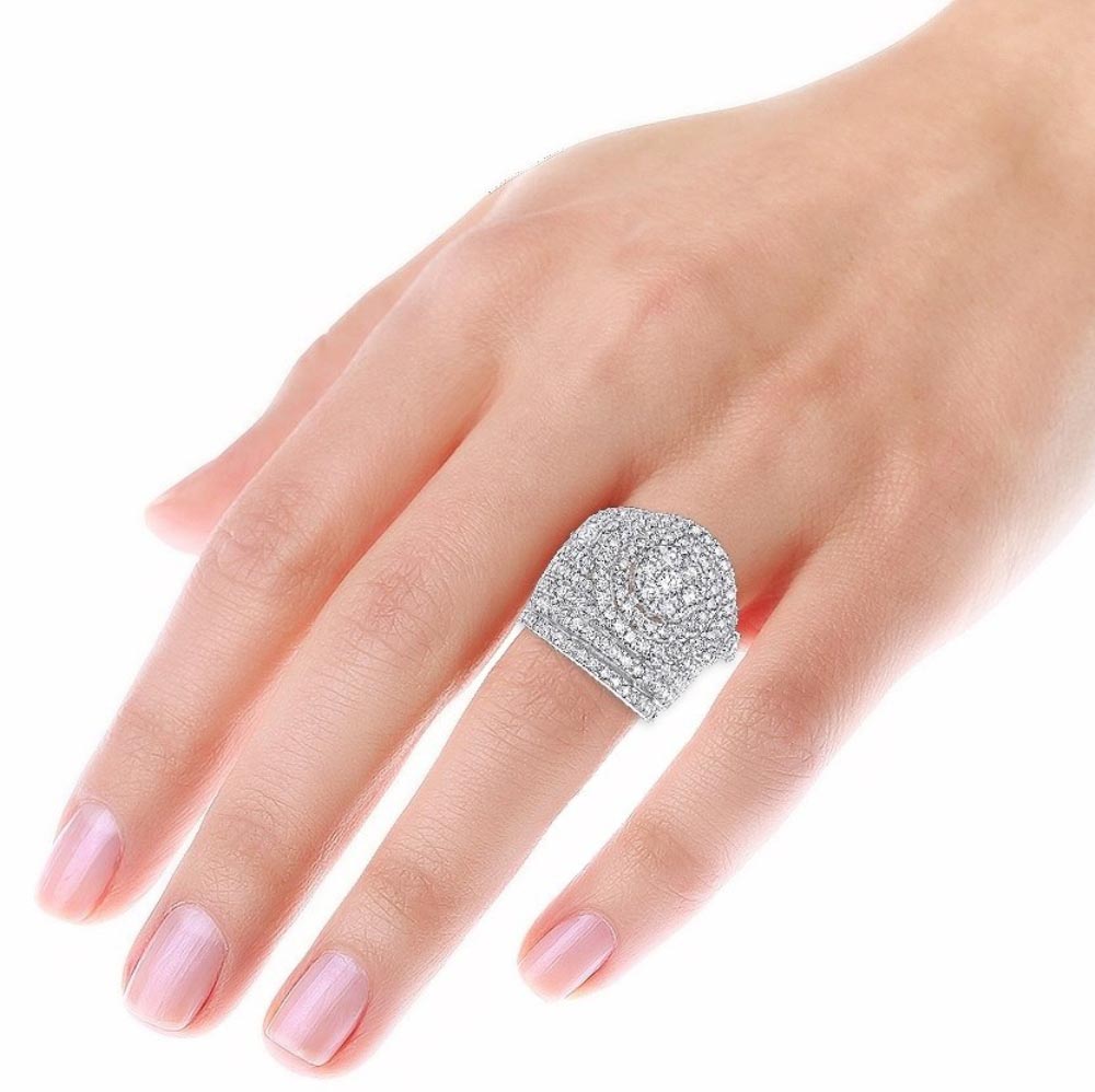 Round Cut Diamond White Sterling Silver Halo Art Deco Bridal Ring Set