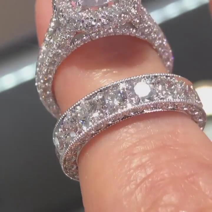 Round Cut Diamond White 925 Sterling Silver 2-Piece Halo Bridal Ring Set