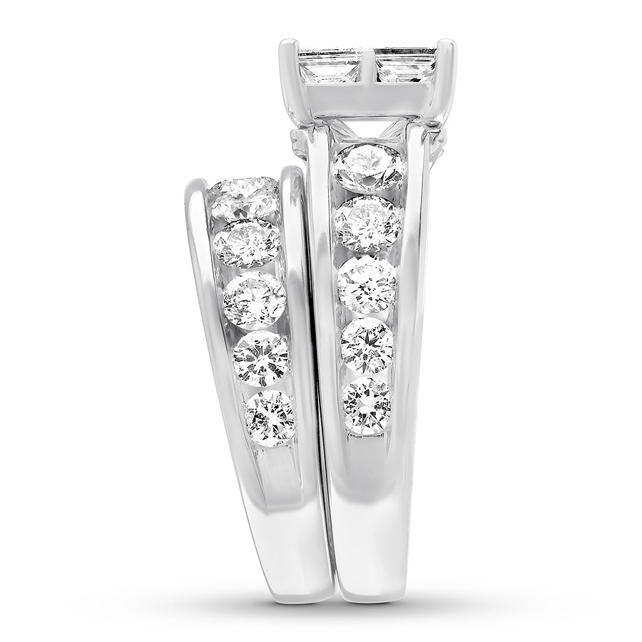 Princess Cut Diamond White 925 Sterling Silver Bridal Ring Set