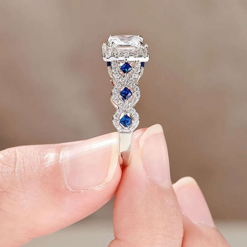 Princess Cut Diamond White 925 Sterling Silver 3-Piece Bridal Ring Set