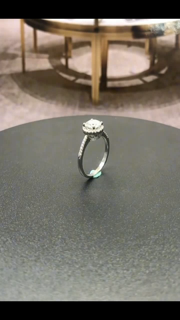 Round Cut Moissanite Diamond White 925 Sterling Silver Halo Engagement Ring