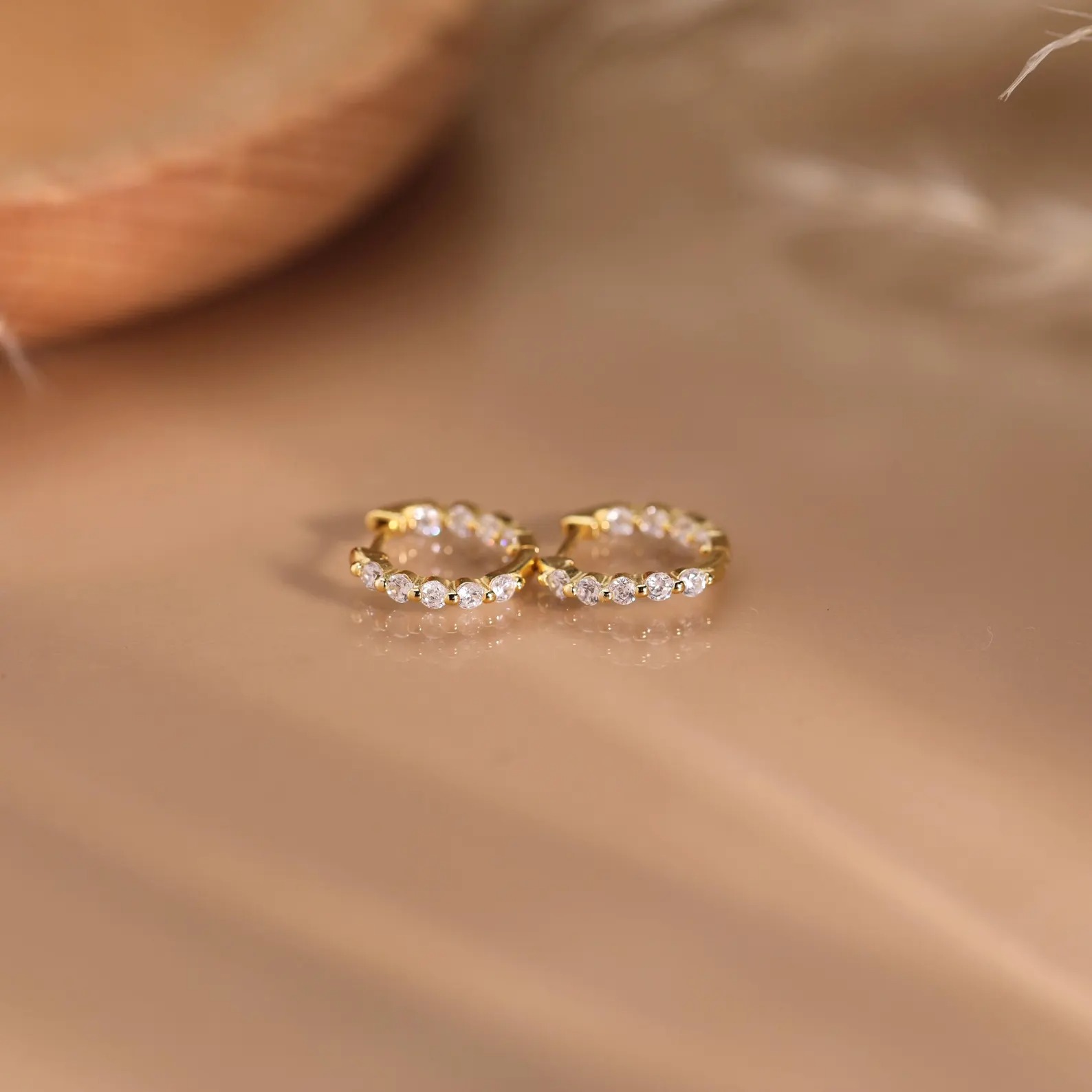 Minimalist Round Cut Diamond White 925 Sterling Silver Hoop Earrings