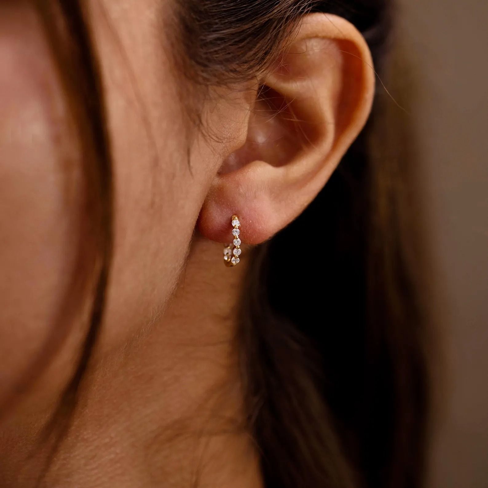 Minimalist Round Cut Diamond White 925 Sterling Silver Hoop Earrings