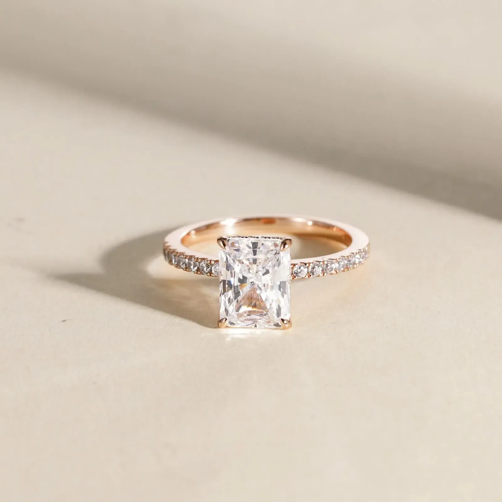 Radiant Cut Diamond White Sterling Silver Classic Engagement Ring