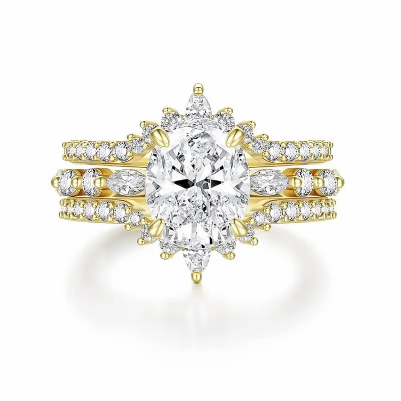 Oval Cut Diamond White 925 Sterling Silver Bridal Ring Sets
