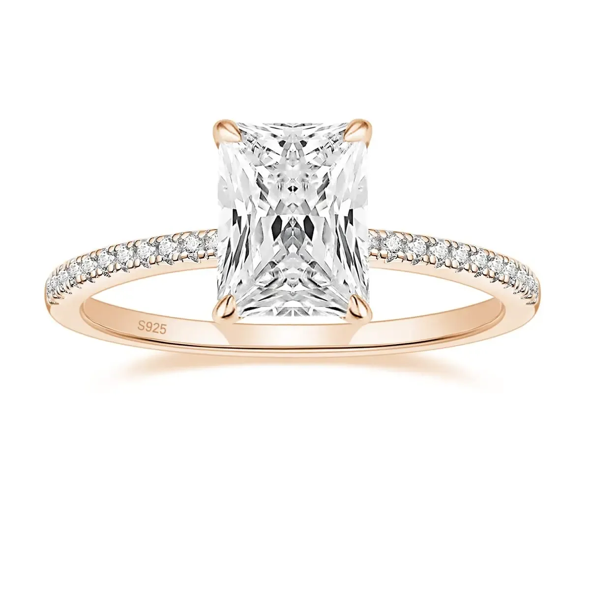 Radiant Cut Diamond White Sterling Silver Classic Engagement Ring