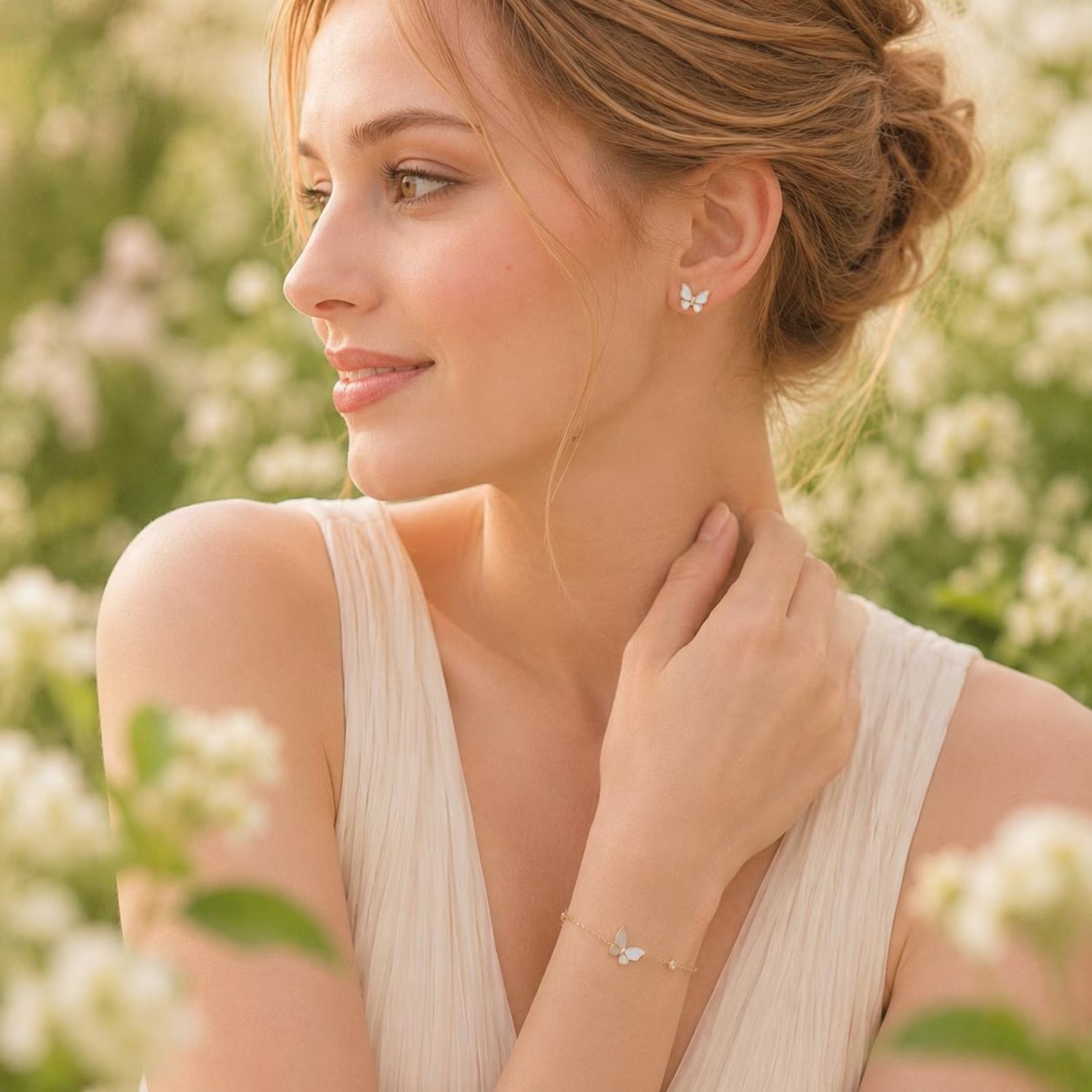 Pearl Butterfly Sterling Silver Stud Earrings Gift for Her