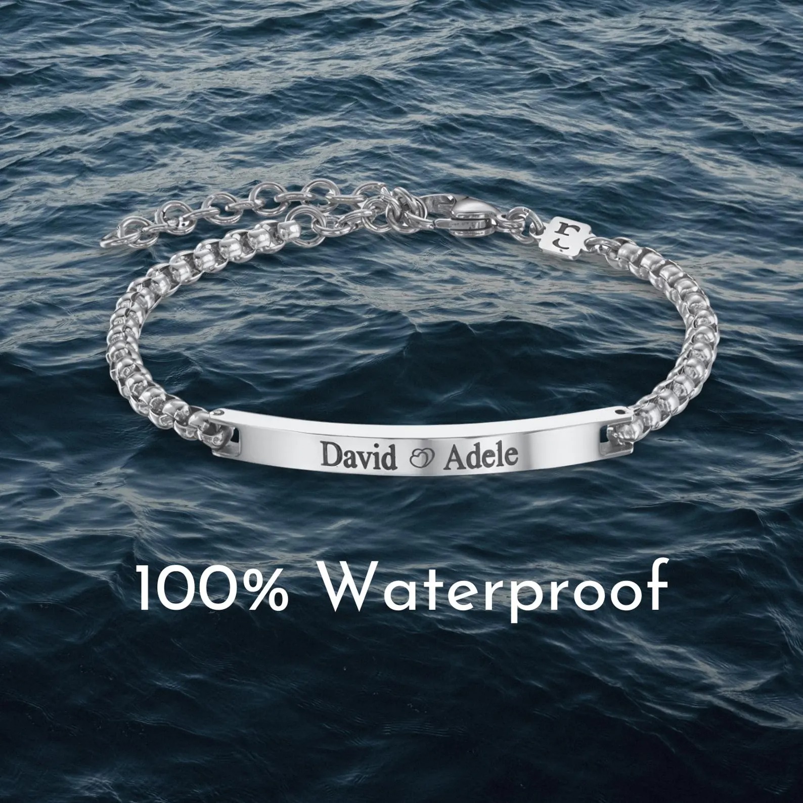 Minimalist Personalized Engraved 925 Sterling Silver Bar Chain Bracelet for Men