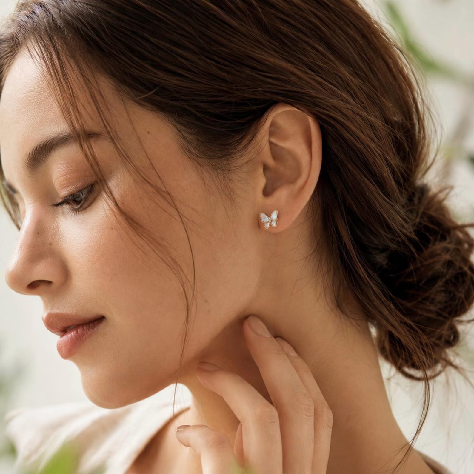Pearl Butterfly Sterling Silver Stud Earrings Gift for Her
