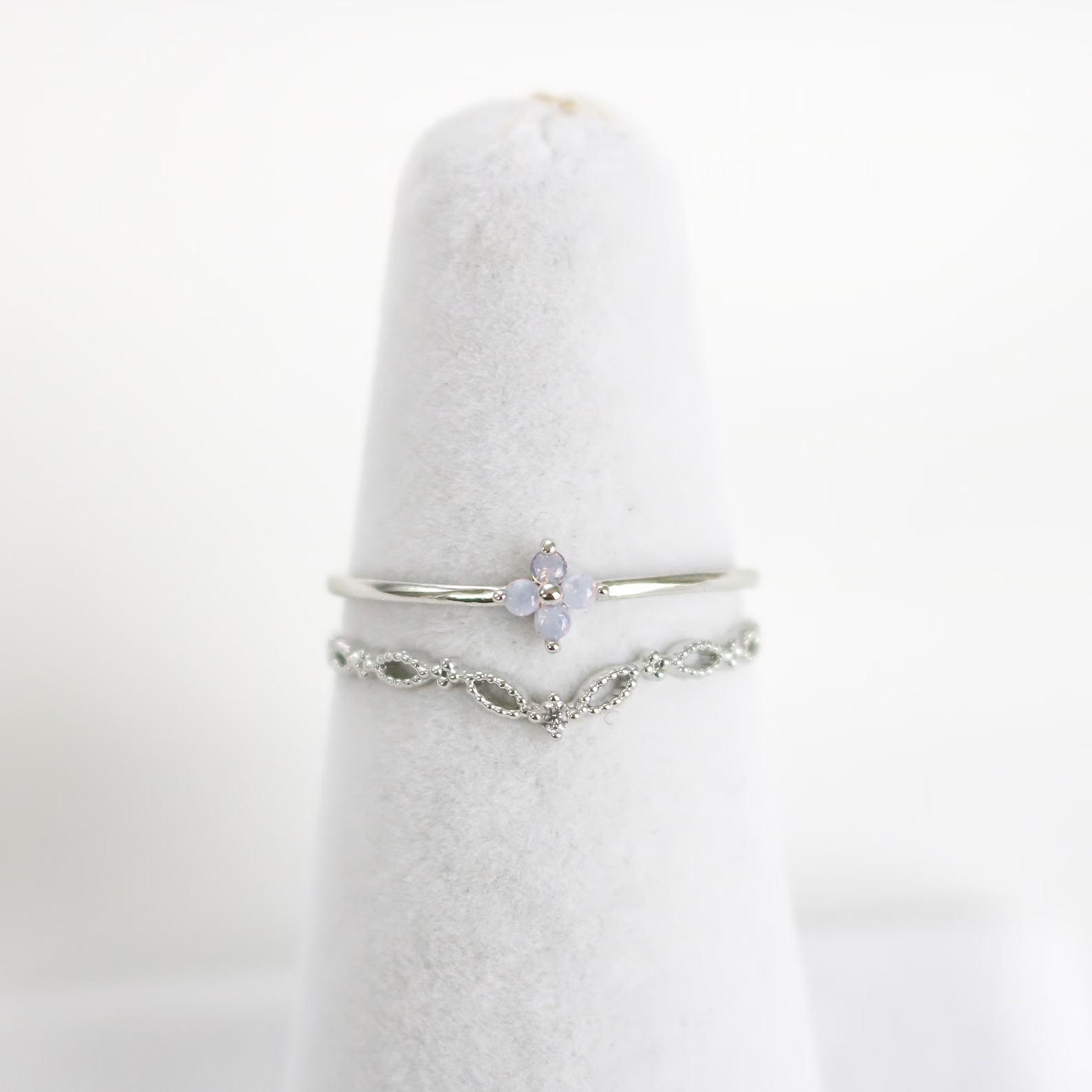 Round Cut 925 Sterling Silver Blossom Stackable Engagement Ring