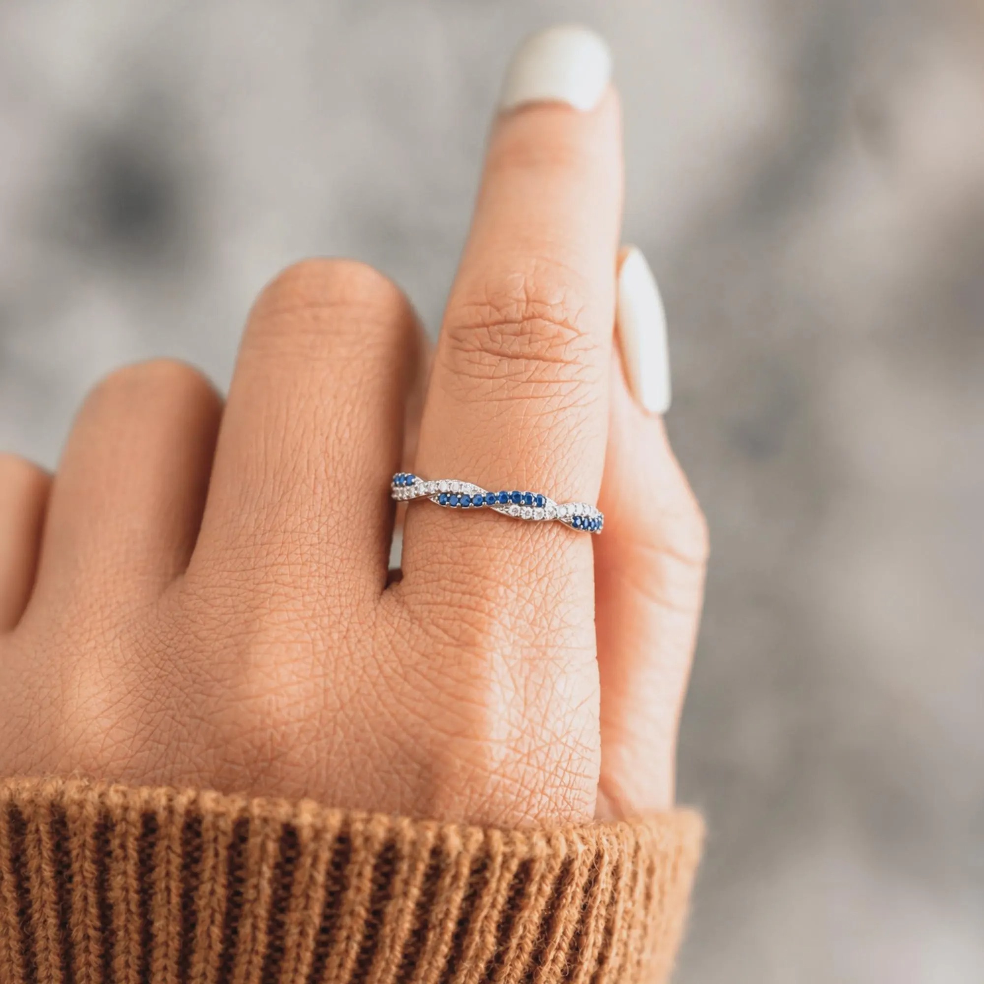 Personalized Two Stone Family Birthstone 925 Sterling Silver Ring Christmas Gift